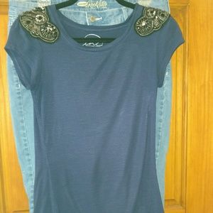 Navy beaded top